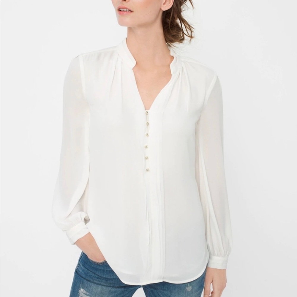 NWT Sheer Sleeve Woven Blouse